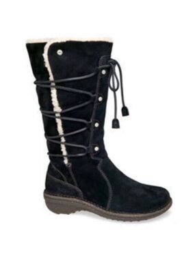 UGG Surfcat Black Shearling Suede Lace Up Winter Boots, Size 5